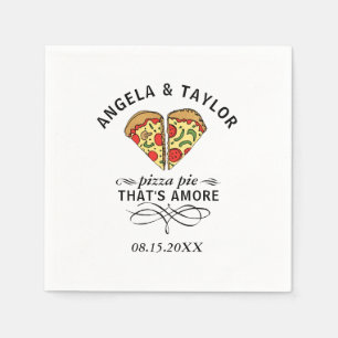 Pizza Love Trendy Wedding Monogram Date Napkin