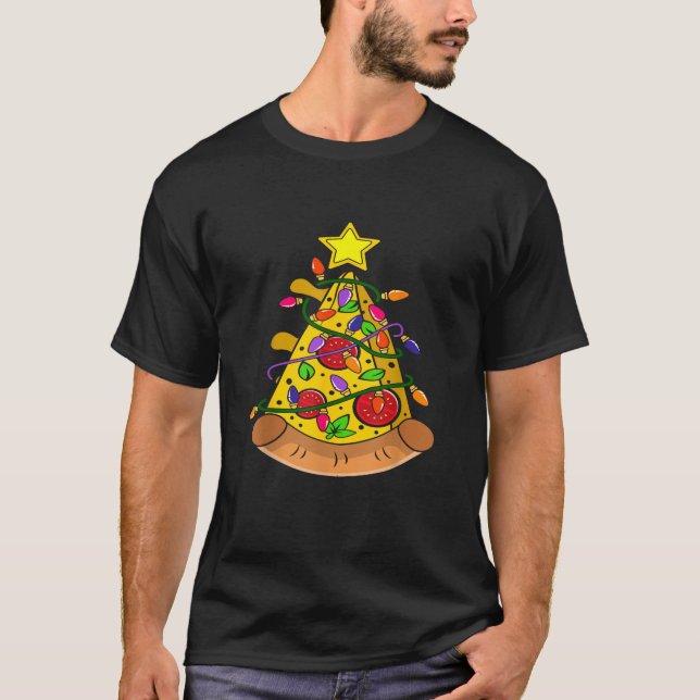 Pizza Lover Christmas Tree Funny Pizza Lover Xmas  T-Shirt (Front)