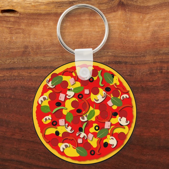 Pizza Lover Personalised Key Ring (Front)