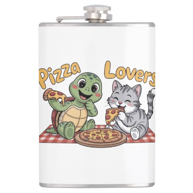 Pizza lovers hip flask (Front)