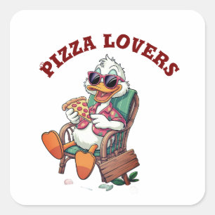 Pizza lovers square sticker