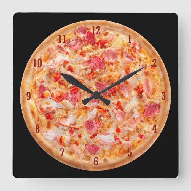 PIZZA Lovers Square Wall Clock (Front)