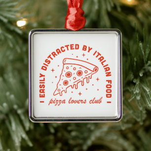 Pizza lovers vintage retro 80s red aesthetic metal tree decoration