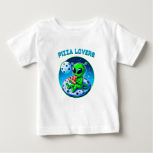Pizza-Loving Alien on the Moon   Fun Cosmic Baby T-Shirt