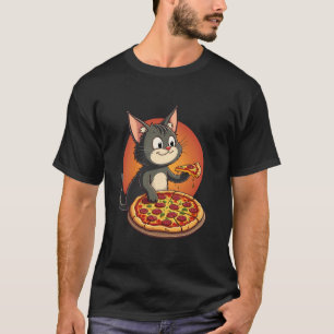 Pizza Loving Cat Cute Cheesy Pizza Slice Lover Fun T-Shirt