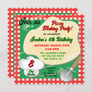 Pizza Making Birthday Party Invitation