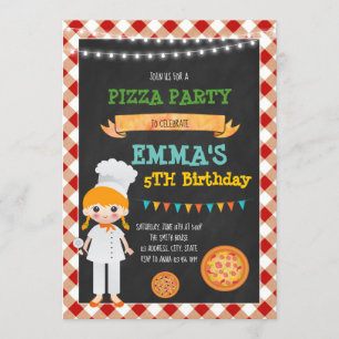 Pizza making birthday party invitation