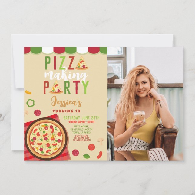 Pizza Making Party Birthday Party Photo Invitation (Front)