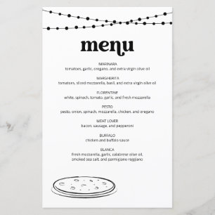 Pizza Menu