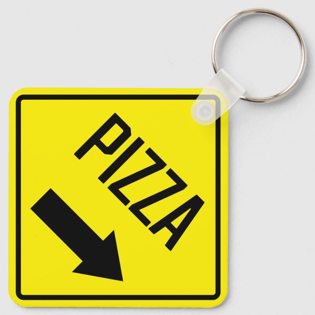 Pizza Metal Square Keychain (Back)
