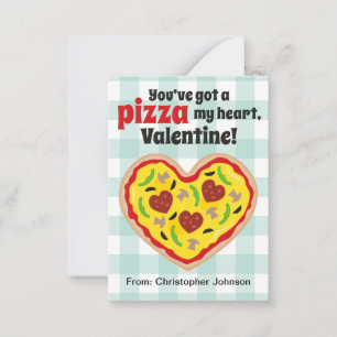Pizza Mini Classroom Valentine Cards for Kids