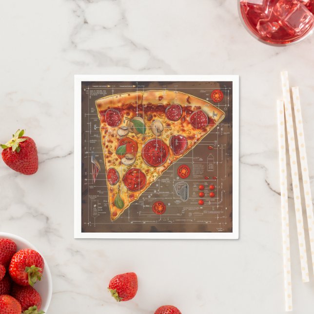 Pizza Modern Blueprint Napkin (Insitu)