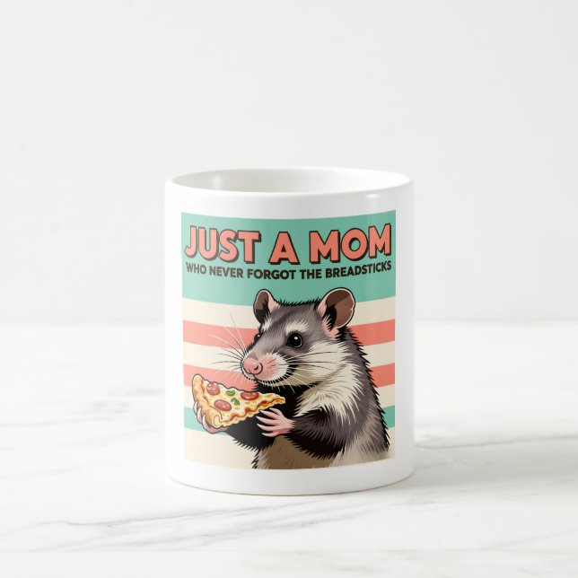 Pizza Mom Retro Opossum Humor Poster Coffee Mug (Center)