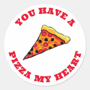Pizza my heart classic round sticker