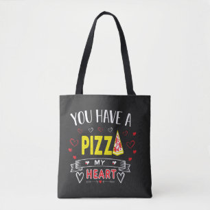 Pizza My Heart Romantic Funny Quote Tote Bag