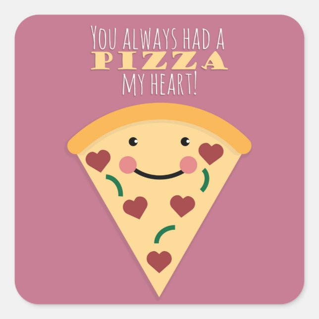 Pizza My Heart Square Sticker (Front)
