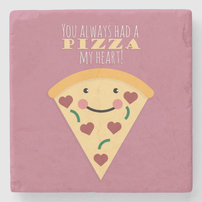 Pizza My Heart Stone Coaster (Front)