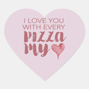 Pizza My Heart Valentine's Heart Sticker