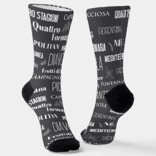 Pizza Names Italian Food Patterned Chef Socks