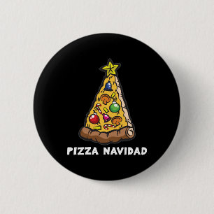 PIZZA NAVIDAD Italian Christmas Tree Humour 6 Cm Round Badge