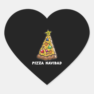 PIZZA NAVIDAD Italian Christmas Tree Humour Heart Sticker