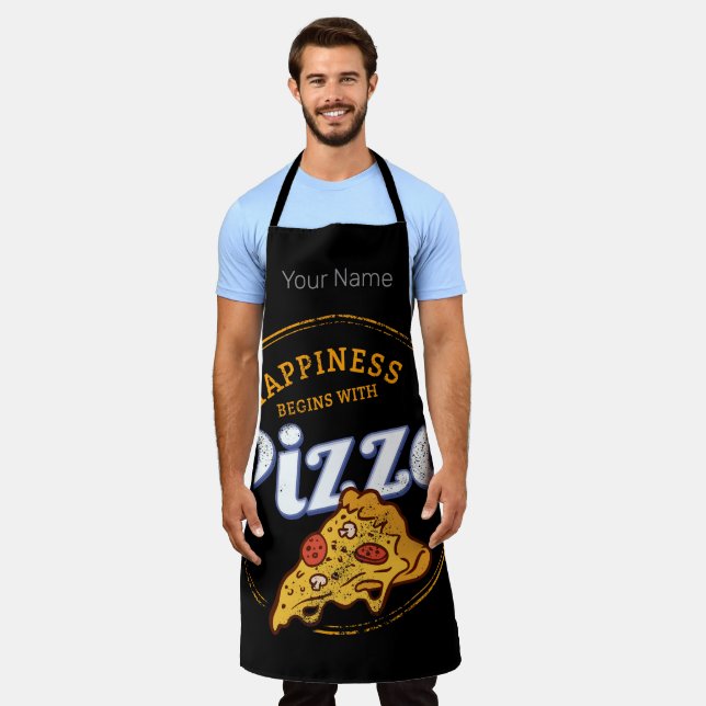 Pizza Neapolitan Retro Snack Vintage Cheese Design Apron (Worn)