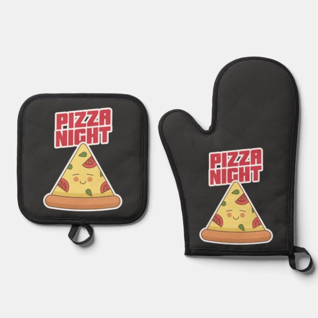 Pizza Night   Oven Mitt & Pot Holder Set (Front)