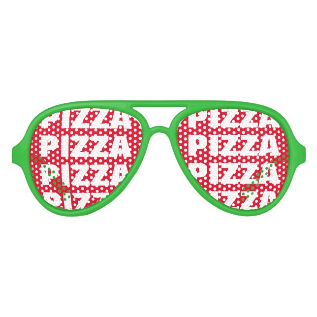 Pizza obsession party shades. Funny big sunglasses (Front)
