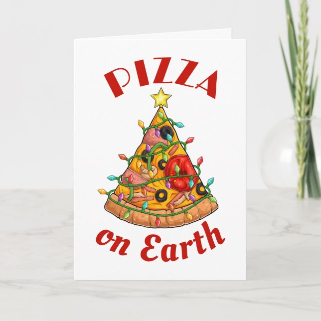 Pizza on Earth Christmas Holiday Card (Front)
