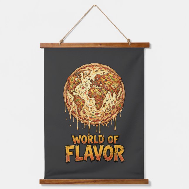 Pizza Overload Planet Hanging Tapestry (Front)