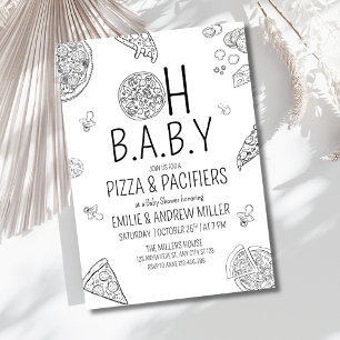 Pizza & Pacifiers Baby Shower Invite, Pizza Party  Invitation