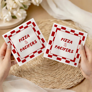 Pizza & Pacifiers Red Baby Shower Italian Napkin