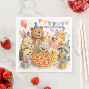 Pizza & Pajama Party Cute Animal Napkin