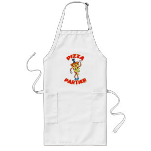Pizza Partier Funny Cartoon Slice Design Long Apron