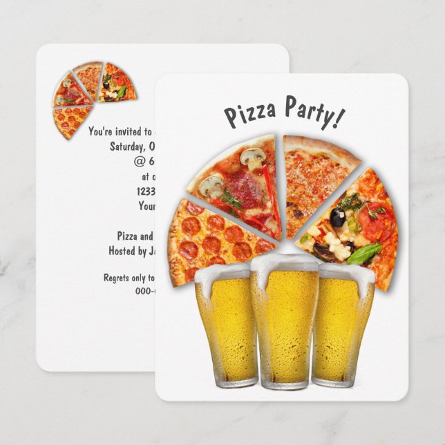 Pizza Party and Beer Invitation (Front/Back)