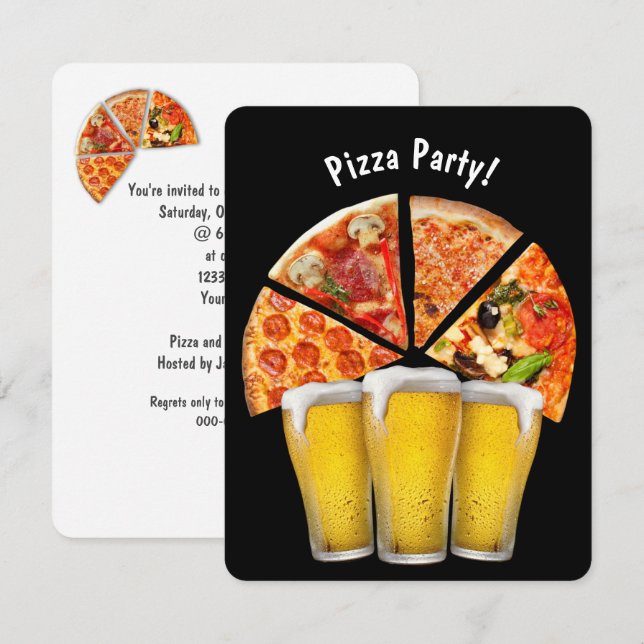 Pizza Party and Beer Invitation (Front/Back)