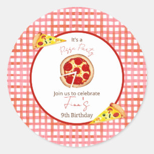 Pizza Party Any Age Birthday Classic Round Sticker