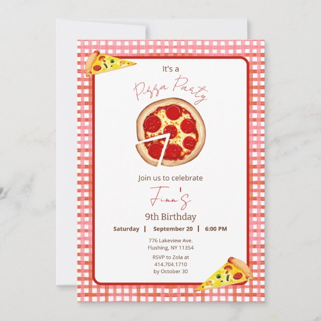 Pizza Party Any Age Birthday Invitation (Front)