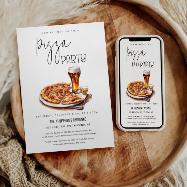 Pizza Party Any Occasion Party Pizza Night Party Invitation (Creator Uploaded)