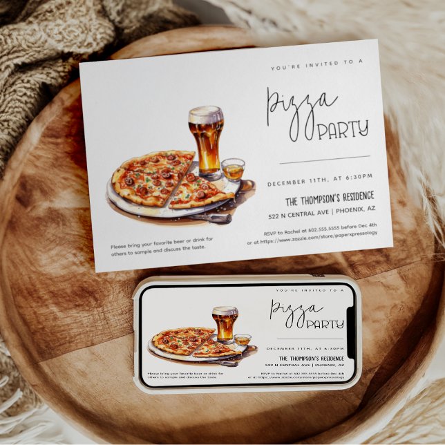 Pizza Party Any Occasion Party Pizza Night Party Invitation (Creator Uploaded)