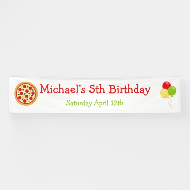 Pizza Party Birthday Banner (Horizontal)