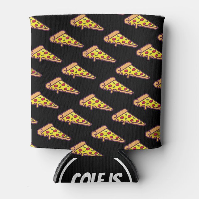 Pizza Party Birthday Decor | Fun Pizza Slice Theme Can Cooler (Front)