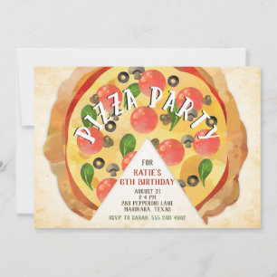 Pizza Party Birthday Invitation