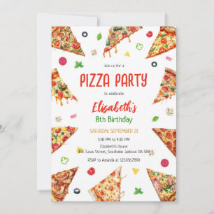 Pizza Party Birthday Invitation