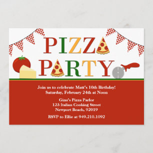 Pizza Party Birthday Invitation