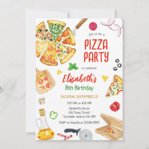 Pizza Party Birthday Invitation