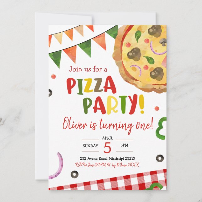 Pizza Party Birthday Invitation (Front)