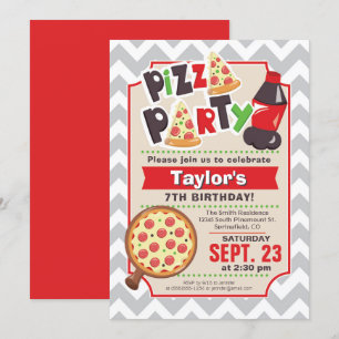 Pizza Party Birthday Invitation