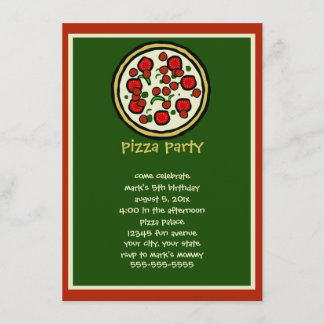 Pizza Party Birthday Invitation