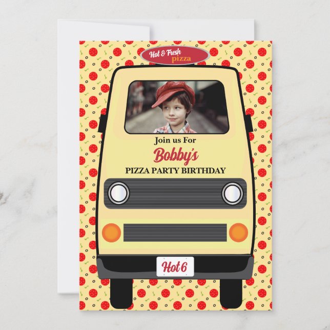 Pizza Party Birthday Invitation (Front)